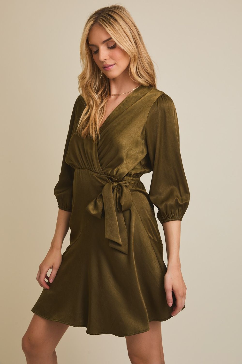 Olive Tie Waist Dress