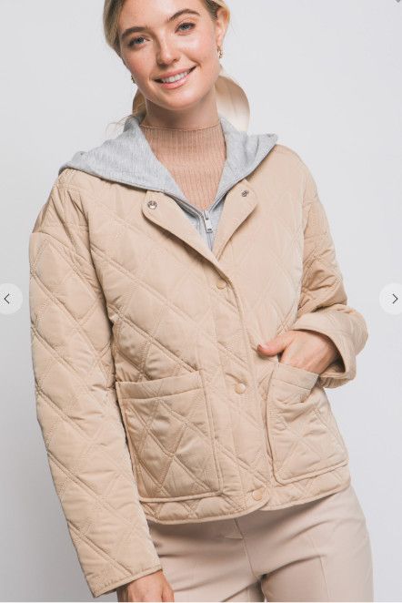 Hooded Contrast Combination Jacket