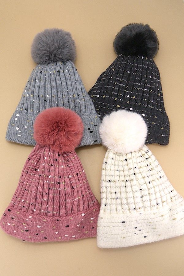 Speckled Pom Pom Beanie