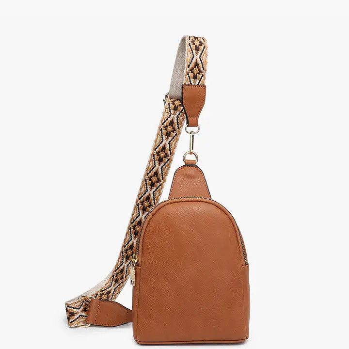 Ellen Sling Bag with Guitar Strap, Color: Brown