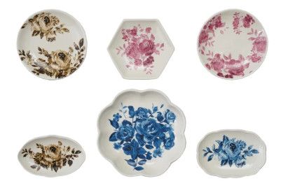 Floral Stoneware Plate Shaped Magnet, 2 sizes