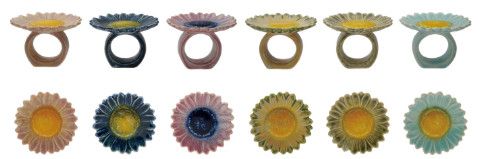 Stoneware Flower Shaped Napkin Ring, 6 colors