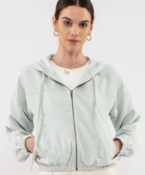 Light Mint Corduroy Zip-Up Jacket