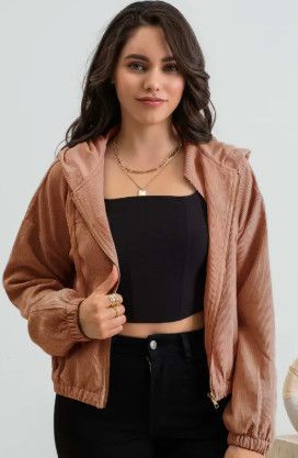 Dusty Sienna Corduroy Zip-Up Jacket