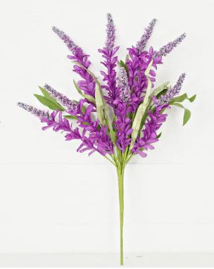 20" Purple Cluster Flowers with Heather Pick