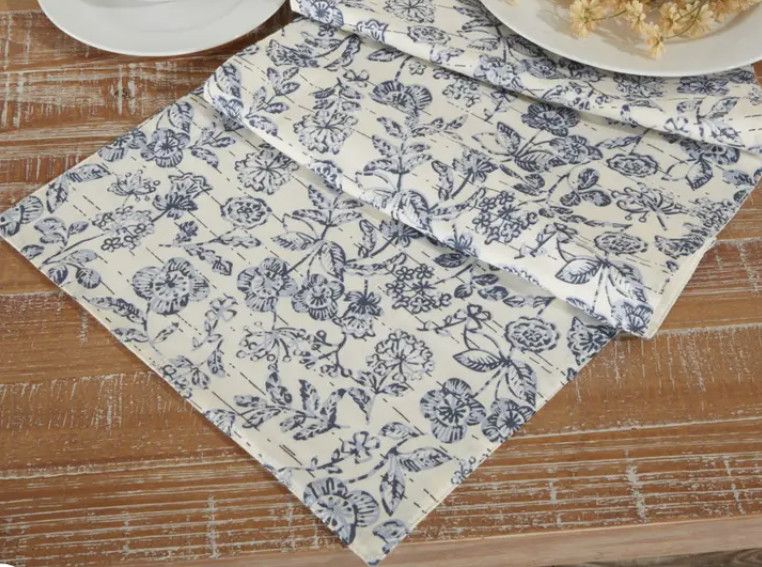 72"x13" Blue Doylestown Floral Runner