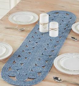 48"x12" Blue Celeste Oval Runner
