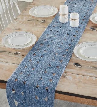 72"x12" Blue Celeste Oval Runner