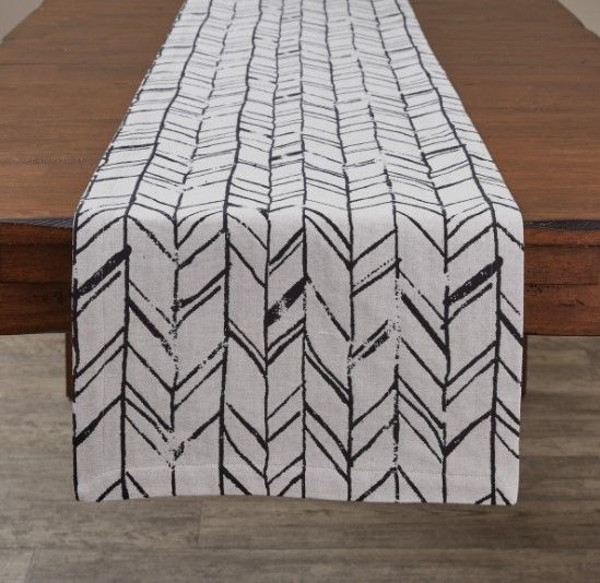 Distressed Herringbone Table Runner