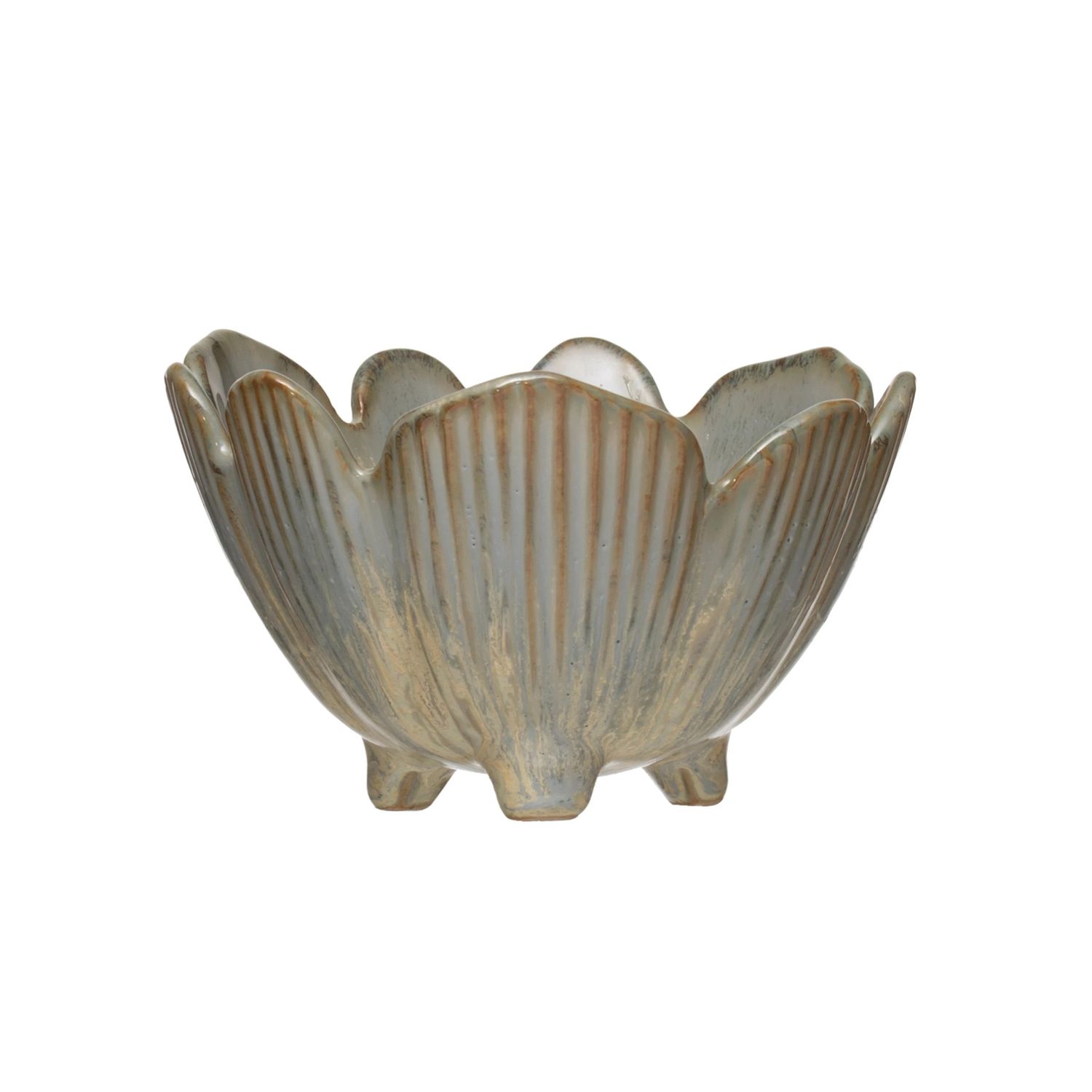 5" Porcelain Flower Bowl with Glaze