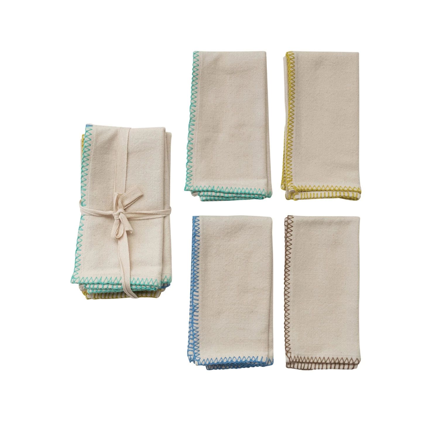 Cotton Napkin w/ Blanket Stitch Colored Edge