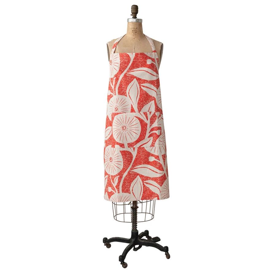 Cotton  Apron w/ Floral Pattern