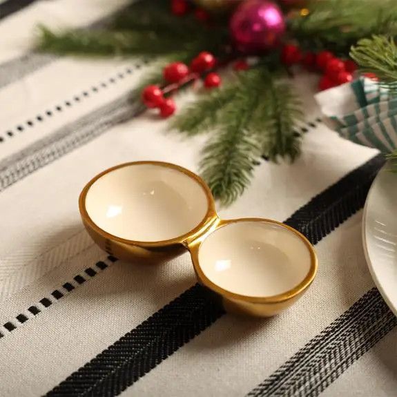 10" Gold and White 2 Cluster Bowl