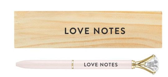 Love Notes Wood Box with Gem Pen