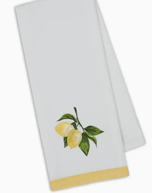 Lemon Branch Embellished Dishtowel