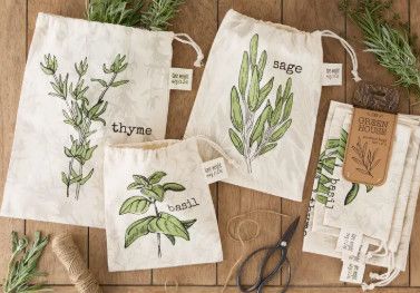 Garden Herbs Produce Bags, Set of 3