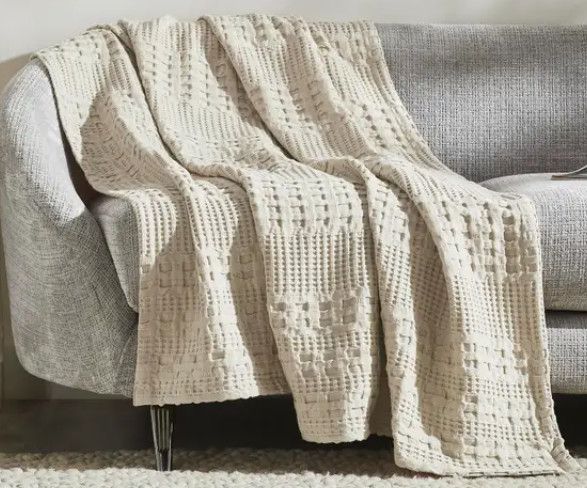 50"x 60" Waffle Weave Natural Cotton Throw