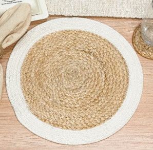 13" Natural and Ivory Round Jute Placemat