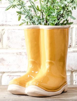 7" Yellow Rainboots Planter