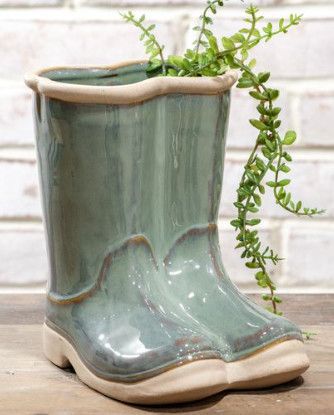 7" Teal Rainboots Planter