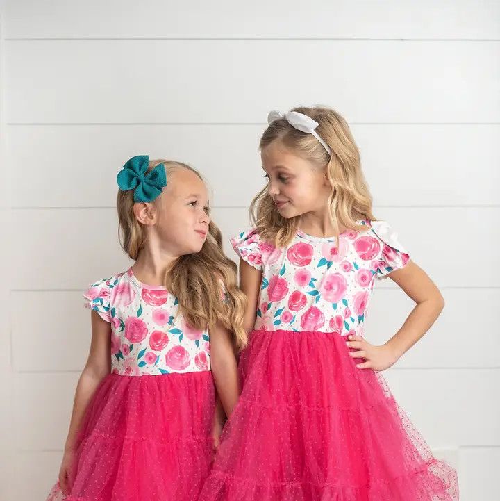 Pink Rose Tiered Tulle Dresss