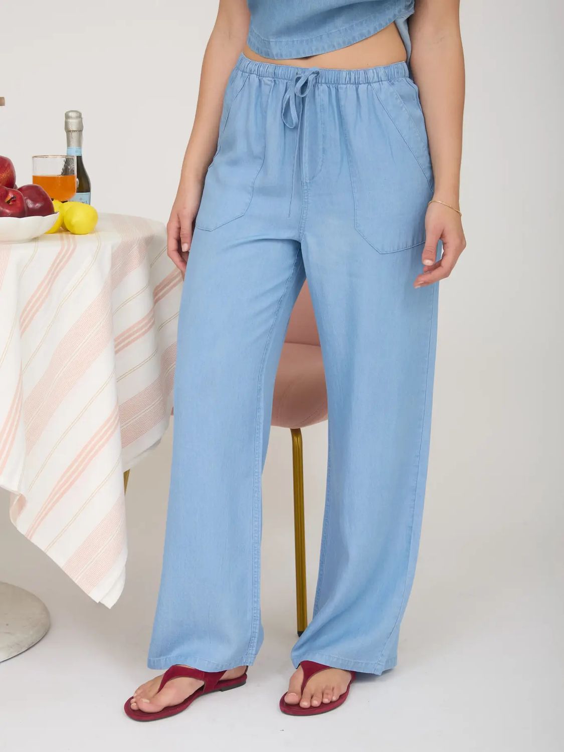 Chambray Wide Leg Pants