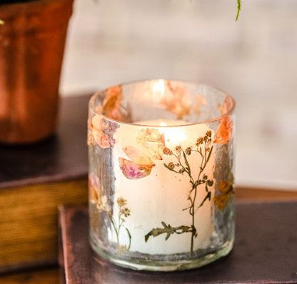 3.5" Pressed Fuchsia Petal Flower Jar