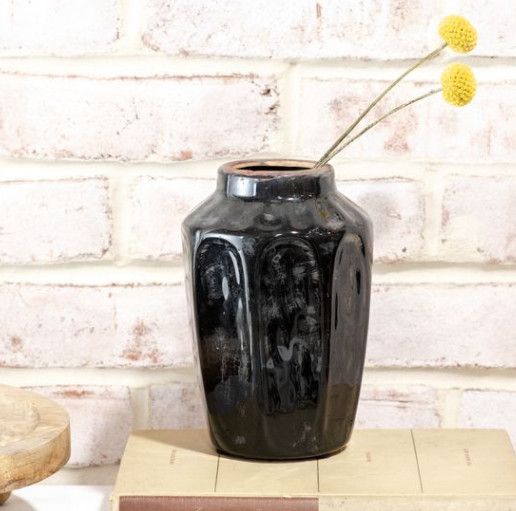 7"  Black Ceramic Vase