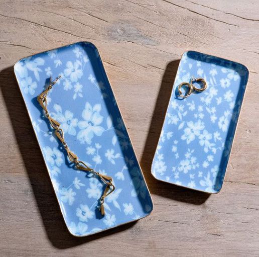 Blue Floral Tray Set