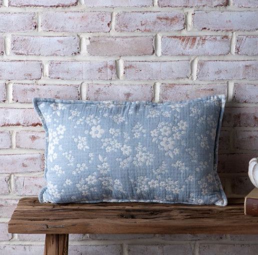 14x20 Light Blue Poppy Pillow
