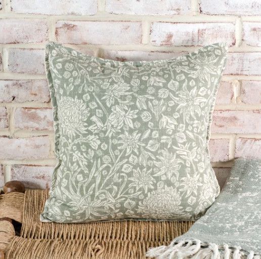 16" Olive Floral Pillow