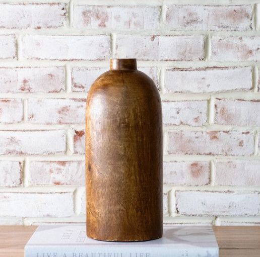 13" Mango Wood Bottle Vase