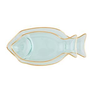 Gold Edge Glass Fish Tray Set