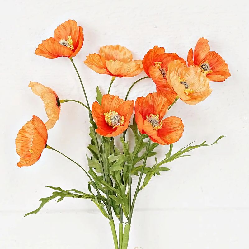 16" Orange Poppy Spray