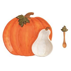 Stoneware Pumpkin Chip and Dip Set