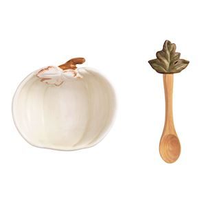 White Pumpkin Dip Bowl Set