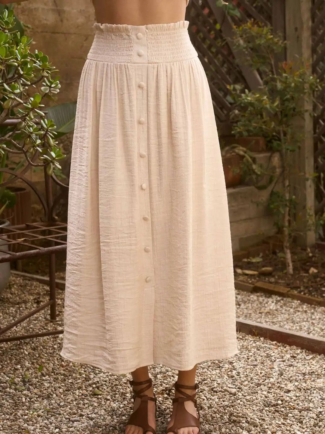 Ruffle Detail Midi Skirt