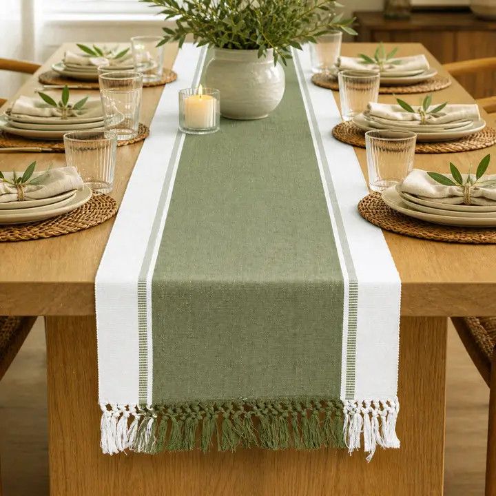 72" Olive &amp; White Runner