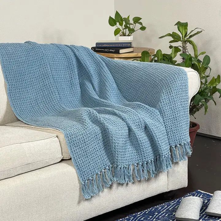 50x60 Blue Waffle Throw