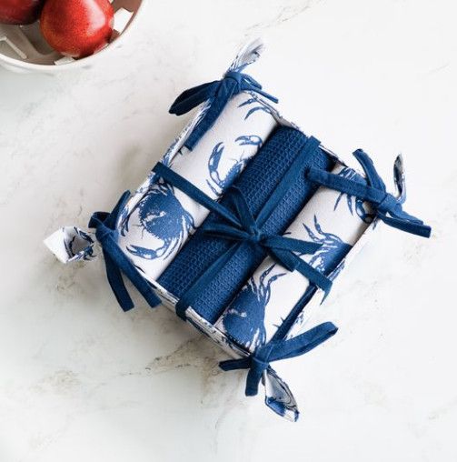 3 PC Blue Crab Towel Set