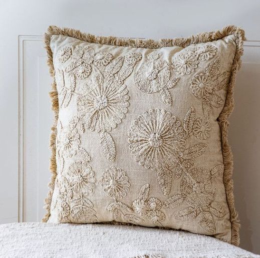 20" Ivory Zinnia Pillow
