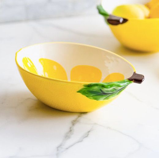 8" Ceramic Lemon Pattern Bowl