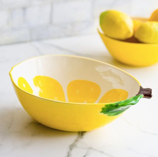 10" Ceramic Lemon Pattern Bowl