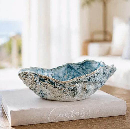 10" Blue Wash Open Oyster Shell