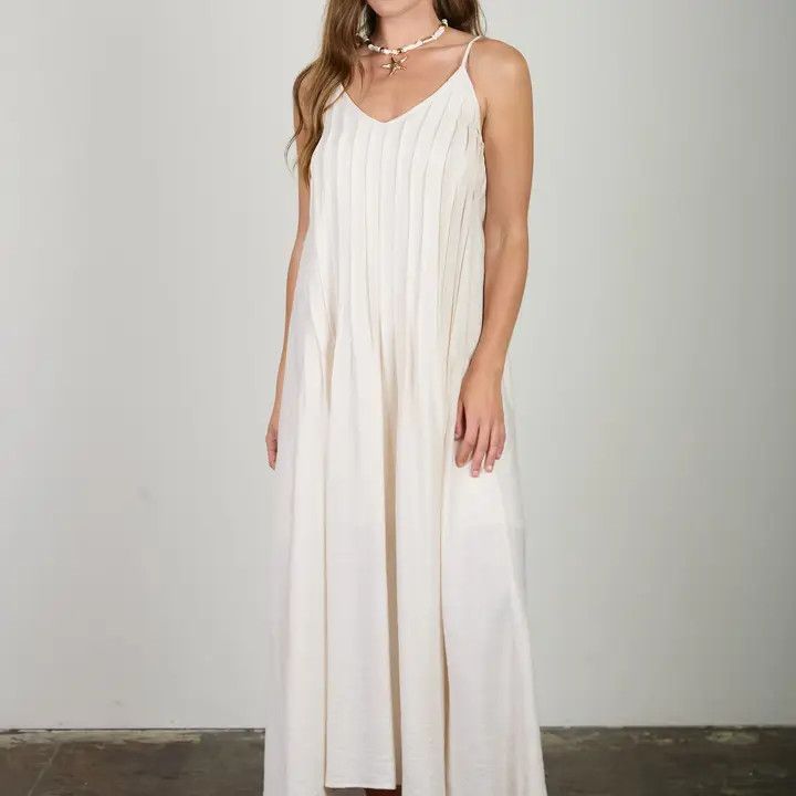 Pintuck Midi Dress