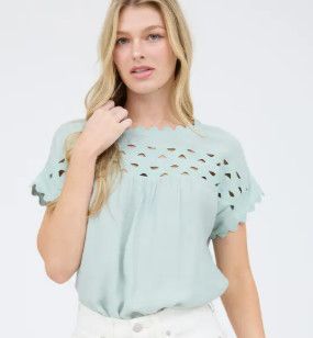 Mint Cut-Out Back Button Detail Blouse