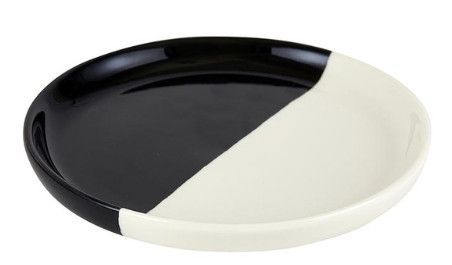 6" Dipped Glossy Black and White Plate