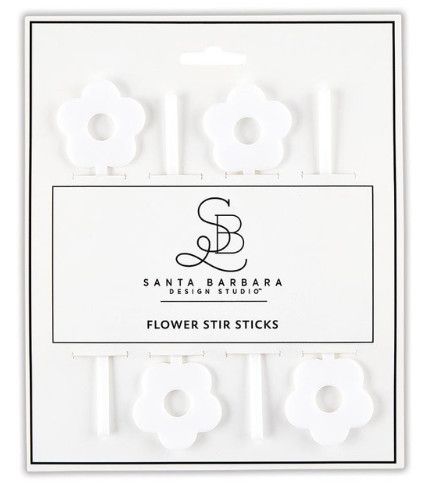 White Flower Acrylic Stir Sticks, Set of 4