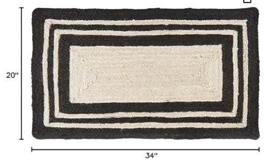 34"x 20" Black and Bleached Jute Door Mat