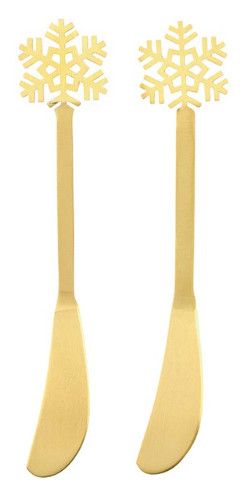 Gold Snowflake Cheese Spreaders, Set of 2